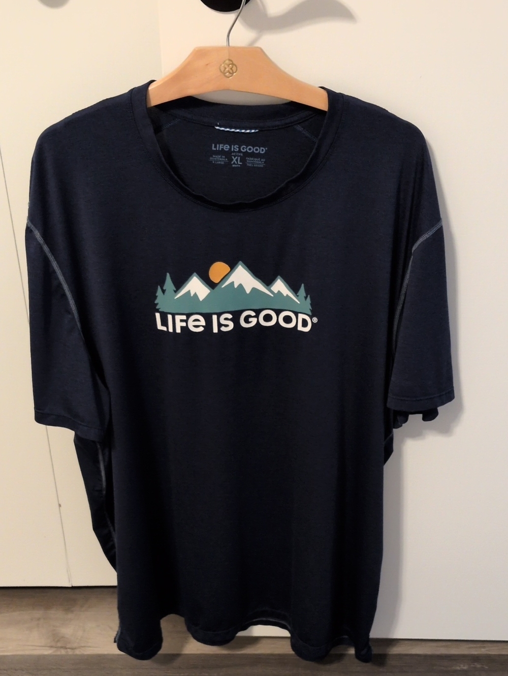 Life Is Good Navy Graphic Tee with Mountain Logo
